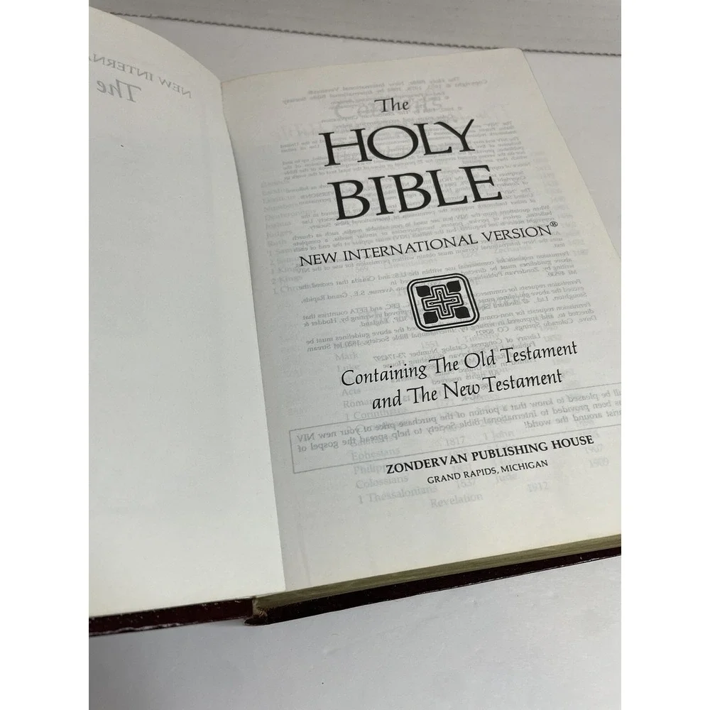 Holy Bible NIV 1986 Burgundy Zondervan Christ in Red Letter Vintage Indexed